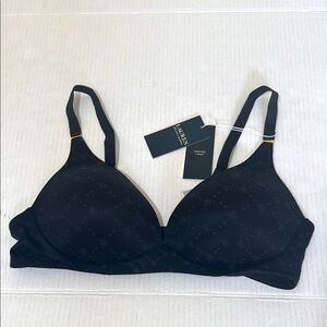 NWT LAUREN RALPH LAUREN Wireless Black Logo Bra Size 38C